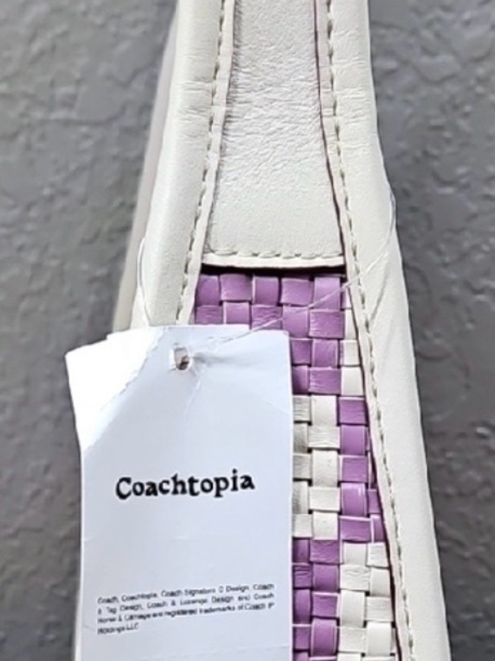 NWT Coachtopia Wavy Dinky Bag in Checkerboard Woven Leather | Orchid Multi π - Picture 7 of 10